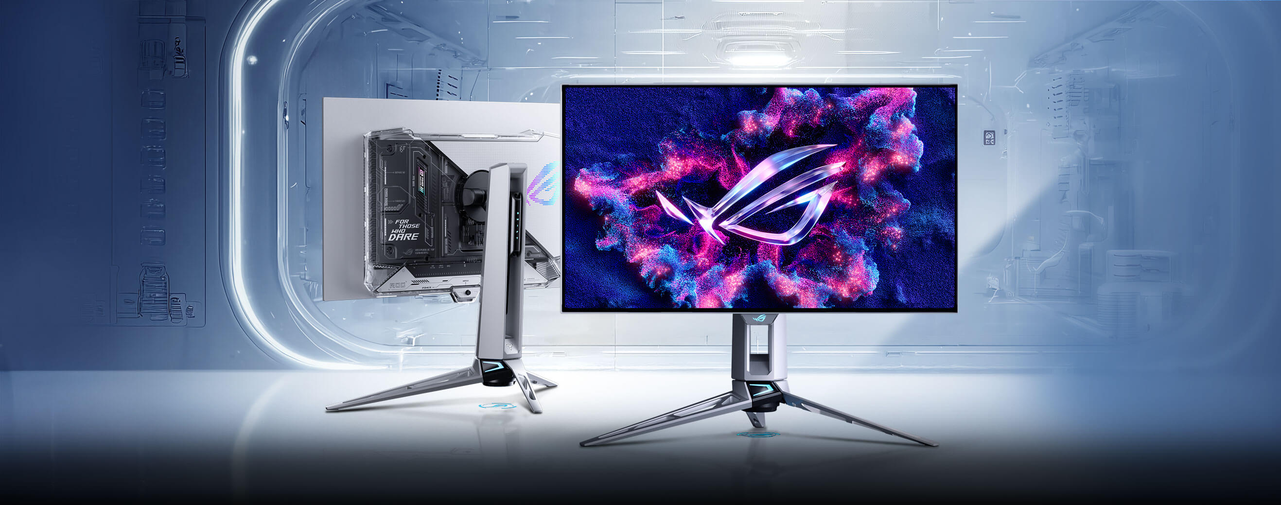 ASUS ROG Swift OLED PG27AQWP-Wホワイトのメーカー公式画像。