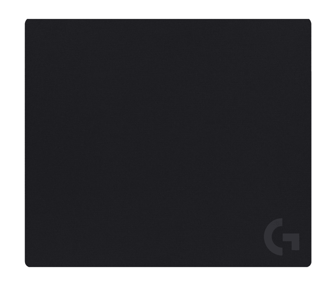 黒いクロス表面と右下のGロゴ、四隅の形状を真上から確認できるLogicool G640s公式画像。