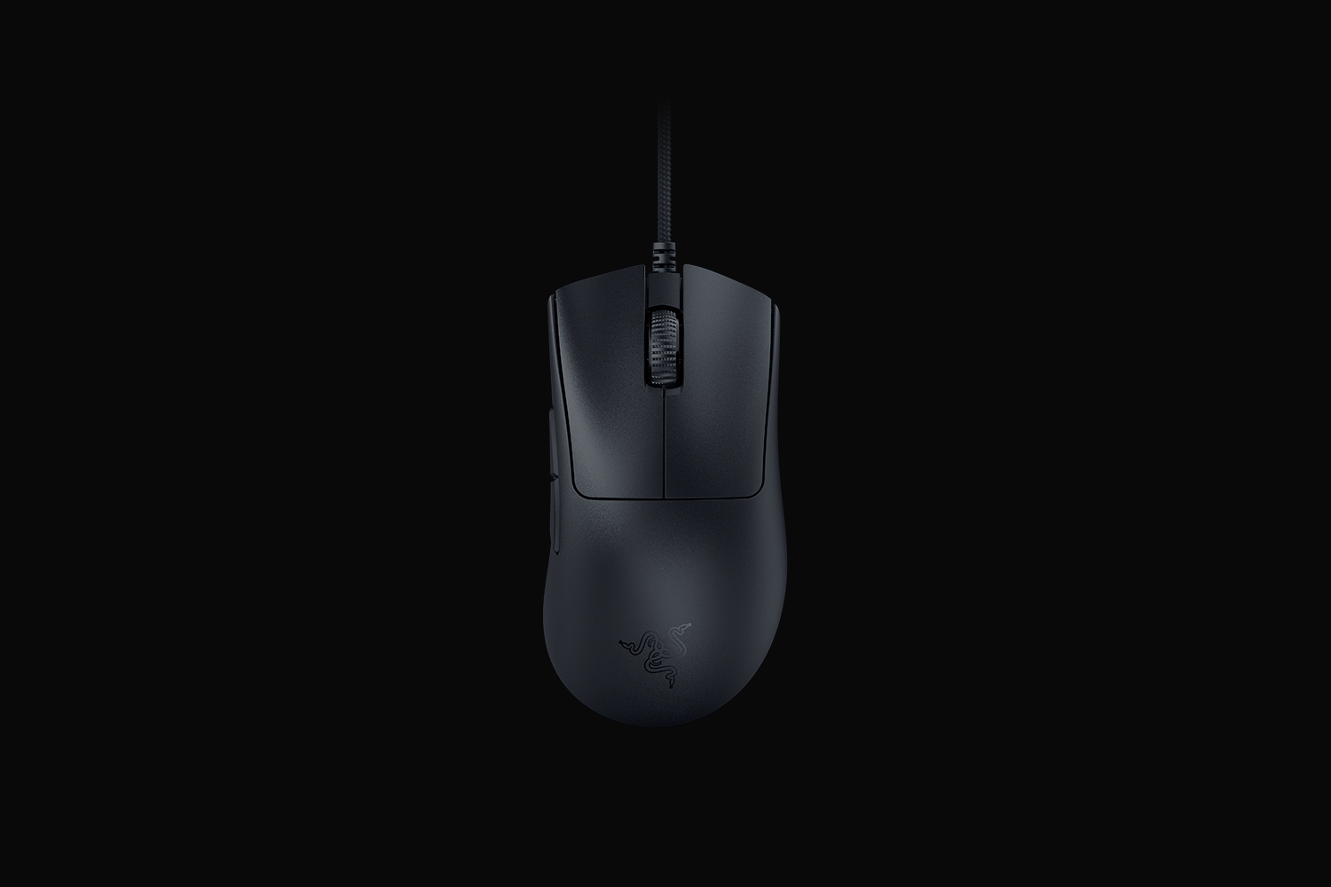 Razer DeathAdder V3 有線の右手用エルゴノミクス形状を斜め上から見た公式画像